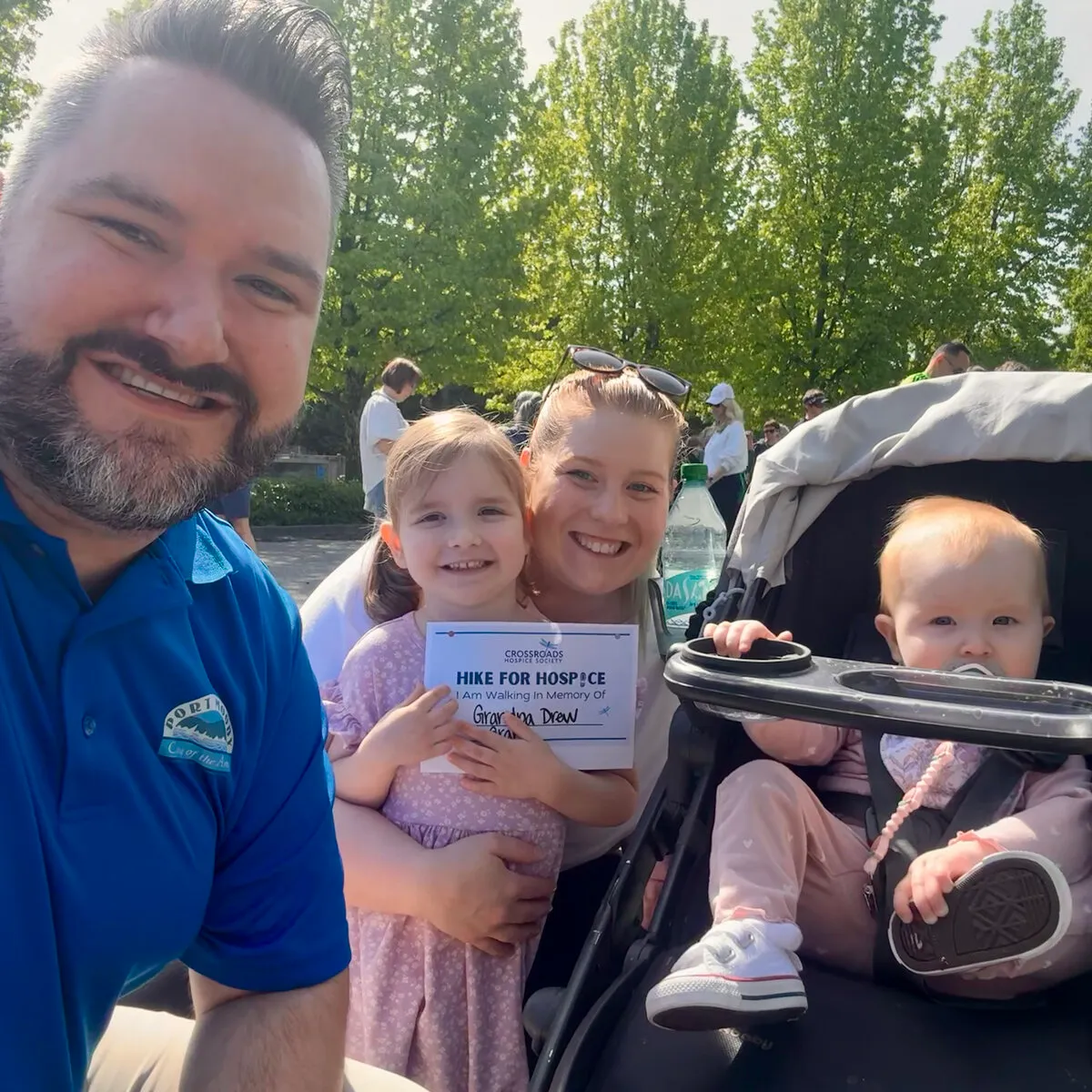Jessica and her family at the Hike for Hospice in Port Moody